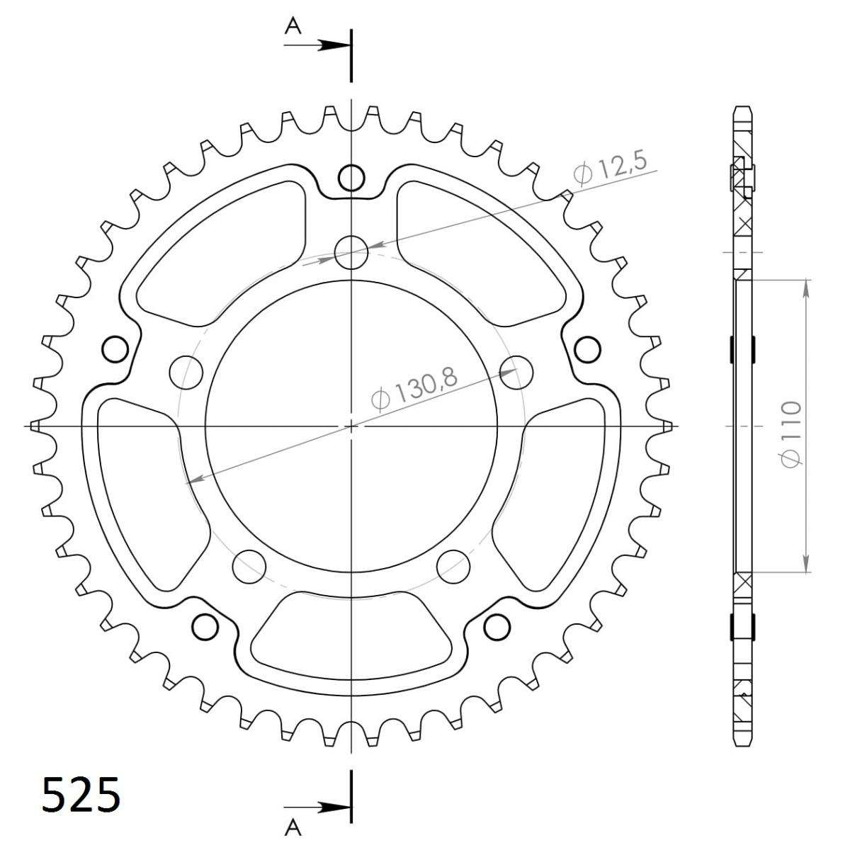 SuperSprox achtertandwiel (zwart) 525 - 45-tands BMW S 1000 RR 2019+