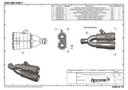 HP Corse dubbele uitlaat GP07 Black BMW R nineT 2013 - 2016