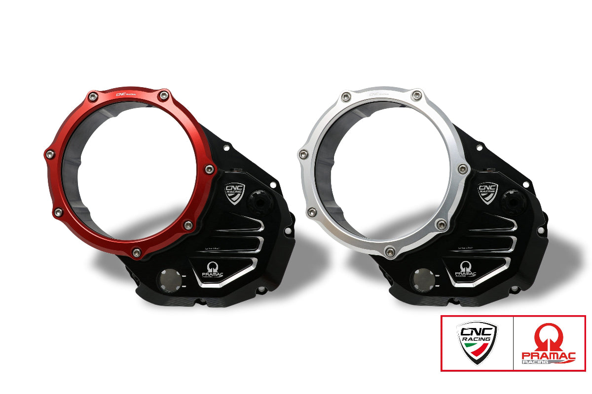 Koppelingsdeksel met open venster Pramac Racing Edition Ducati Hypermotard 950 RVE (2020-2025) zwart-rood en zwart-zilver