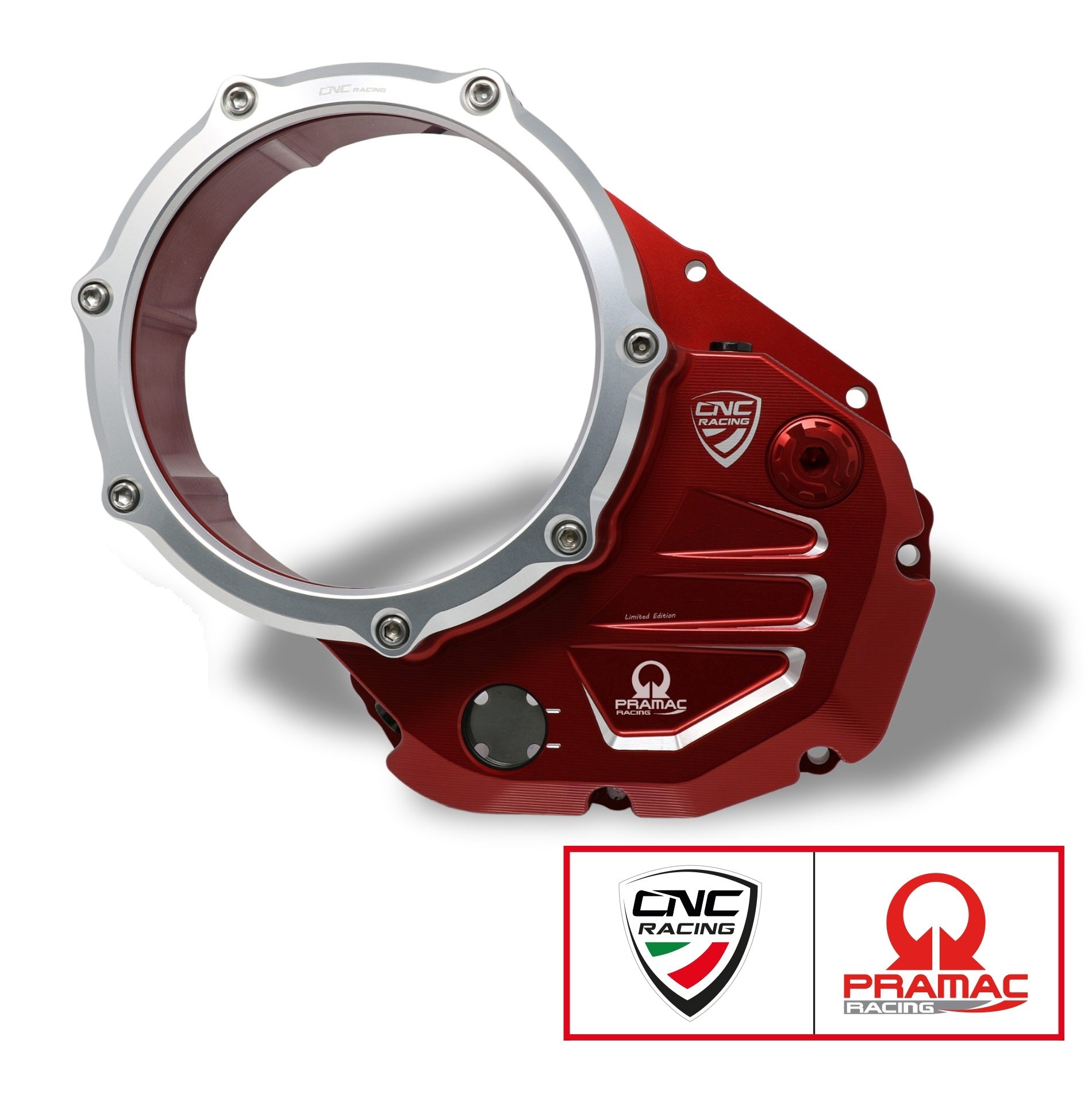 Koppelingsdeksel met open venster Pramac Racing Edition Ducati Hypermotard 950 RVE (2020-2025) rood-zilver