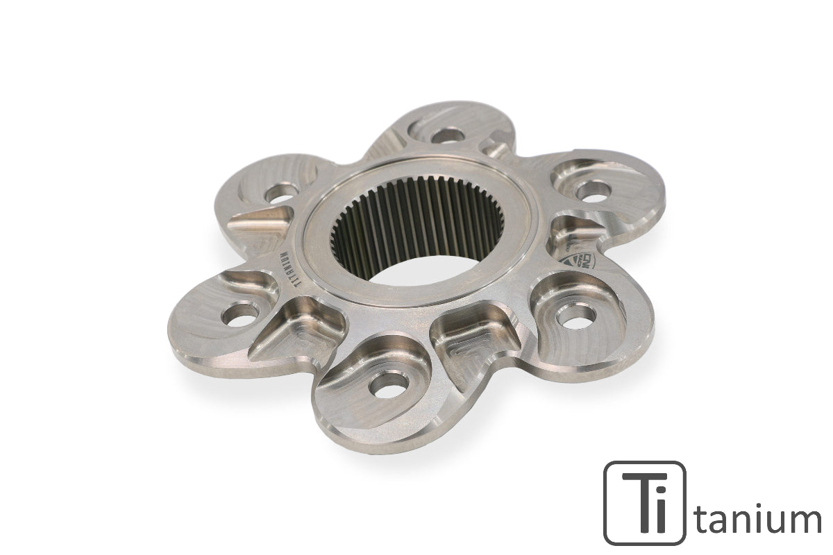 Titanium Achtertandwieldrager 6-bouts (grote achteras) Ducati Monster 1200 25 Anniversario (2020) zijaanzicht