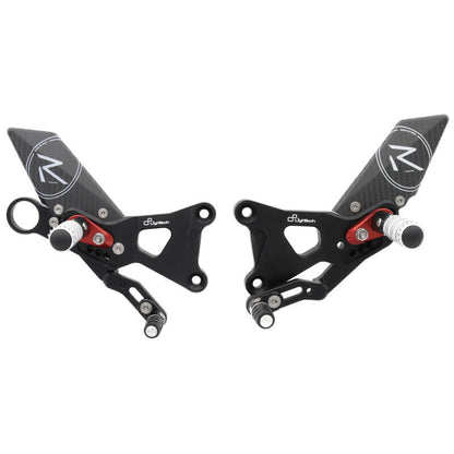 Conjunto de enlaces de freno ajustables R (edición especial) con reposapiés plegables y protectores de tacones de carbono BMW HP4 2013-2018