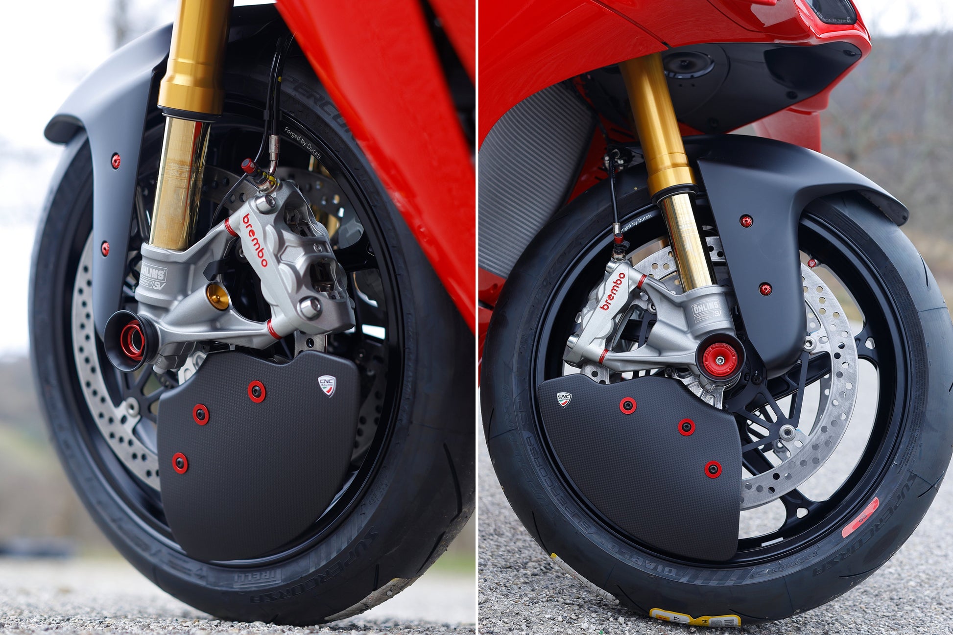 Remklauw Spacer Kit (4 st.) Ducati Streetfighter V4 SP (2022+) rood gemonteerd