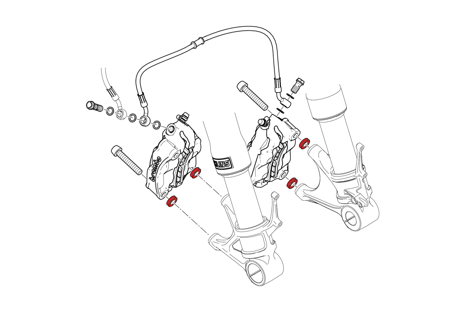 Remklauw Spacer Kit (4 st.) Aprilia RSV4 Factory (2021-2024)