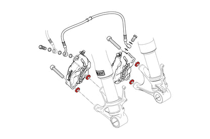 Remklauw Spacer Kit (4 st.) Ducati Panigale V2 Bayliss 1st Champion 20th Anniversary (2022+) technische tekening onderdeel