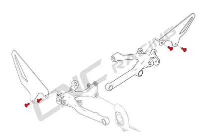 Exploded-view tekening van de CNC Racing heelplate boutenset voor Ducati Panigale V4 (2018–2019).