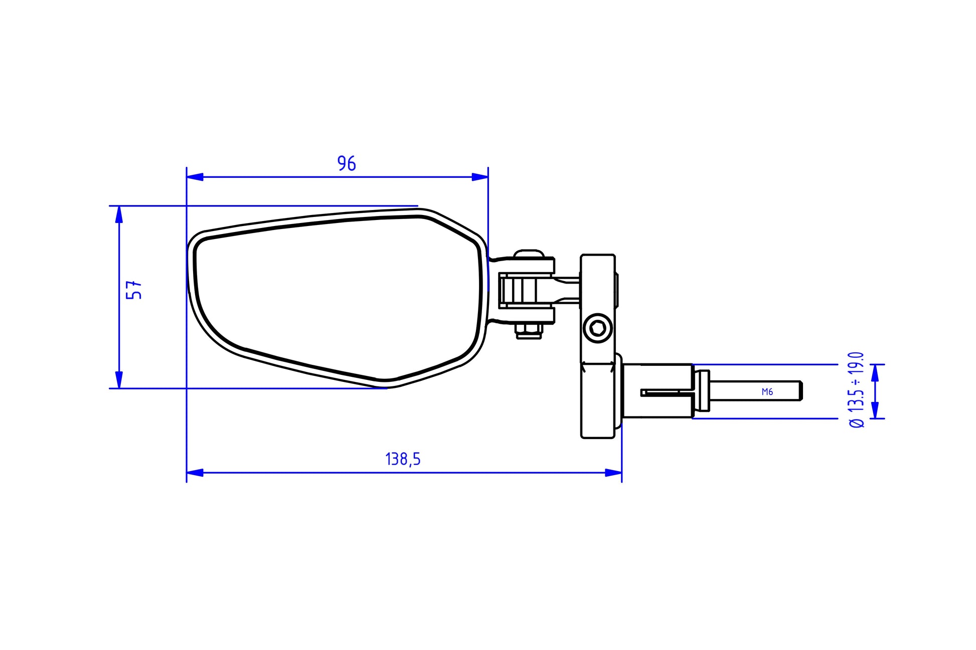 Voordeelpakket bar-end spiegels en hendelbeschermers - Pramac Racing Limited Edition Kawasaki Z900 RS Performance (2021-2022) spiegel afmetingen