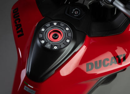 Fast Key kern voor CNC Racing tankdop Ducati Streetfighter V4 Lamborghini (2023+) rood-zwart gemonteerd op Multistrada ter voorbeeld