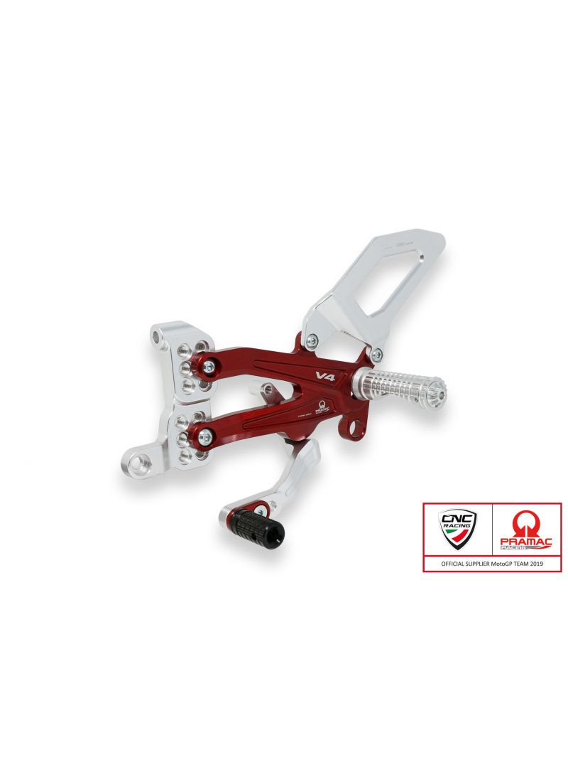 Adjustable rear set RPS EASY for Ducati Panigale V4 with road and reverse shift - Pramac Limited Edition