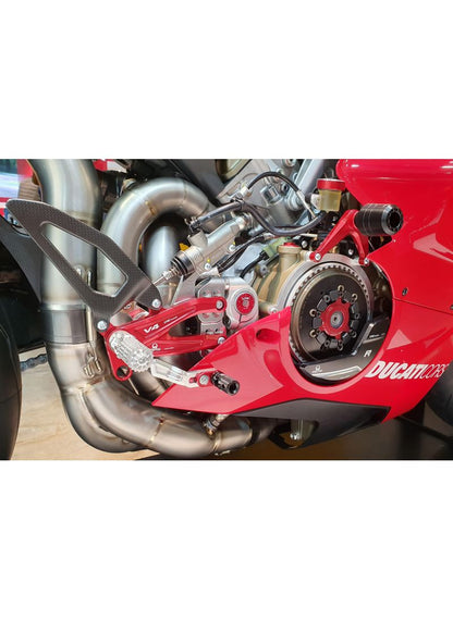 Adjustable rear set RPS EASY for Ducati Panigale V4R with road and reverse shift - Pramac Limited Edition
