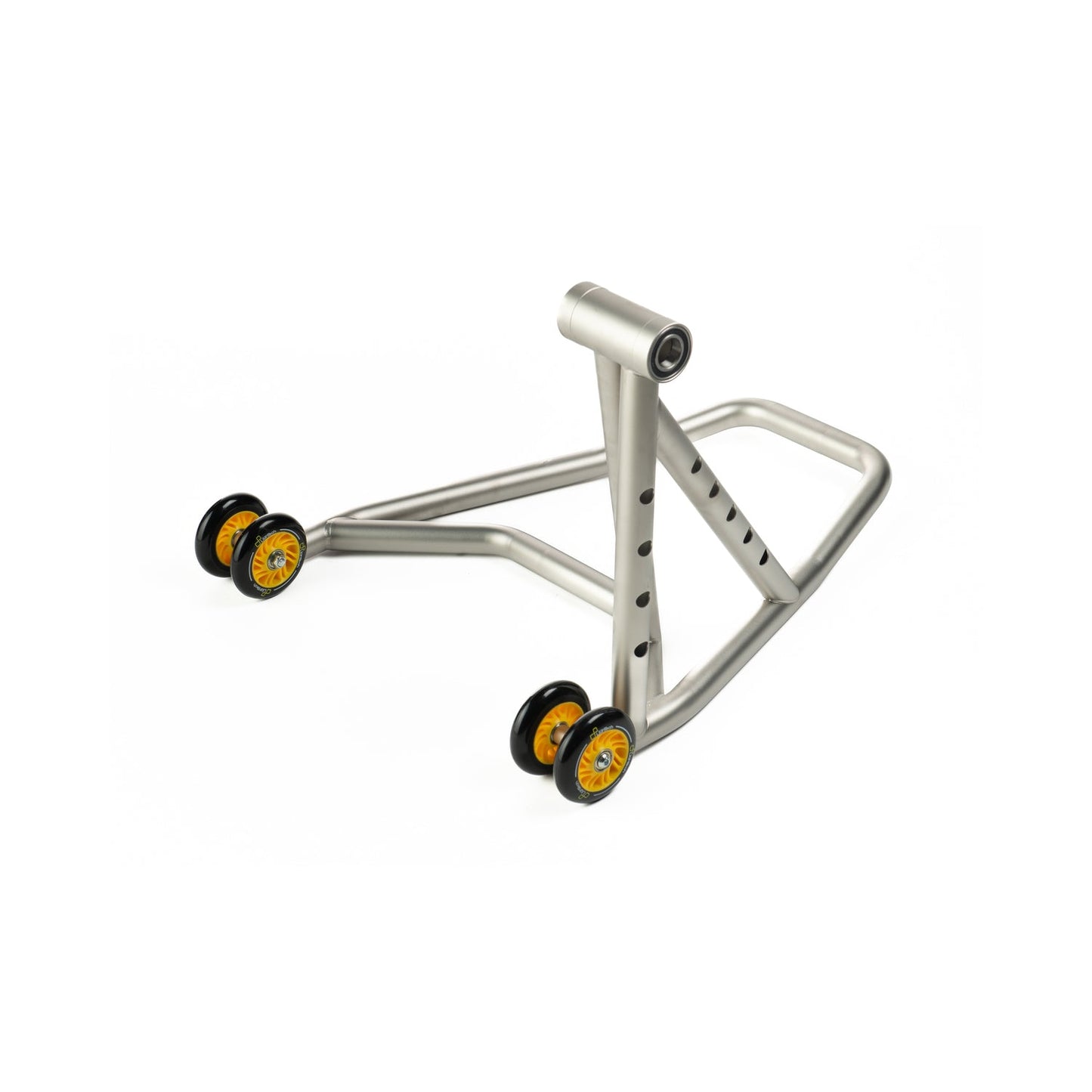 Lightech enkelzijdige RVS paddockstand incl. 27,7mm pen KTM 1290 Super Duke R (2017-2019) zijaanzicht gemonteerd in achteras