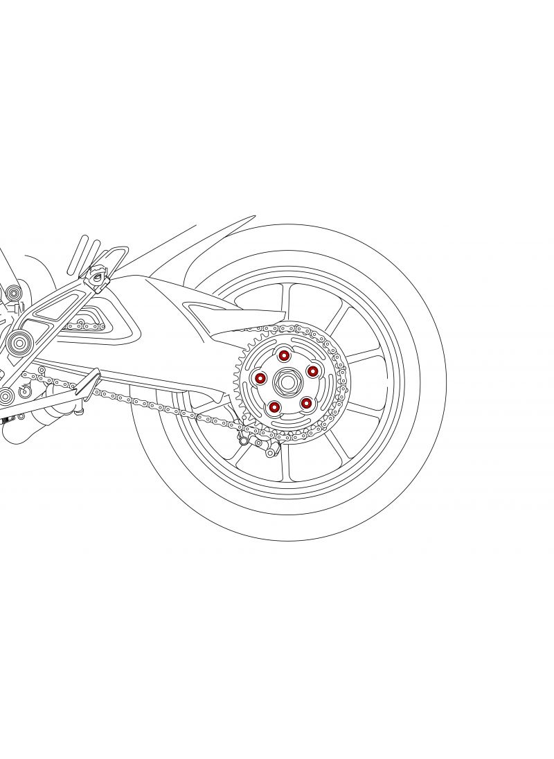 Achtertandwielenset (5 st.) Ducati Monster V2 (2026+)