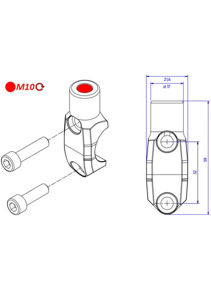 Brembo bracket with mirror adapter clockwise Ducati Monster V2 + (Plus) (2026+)