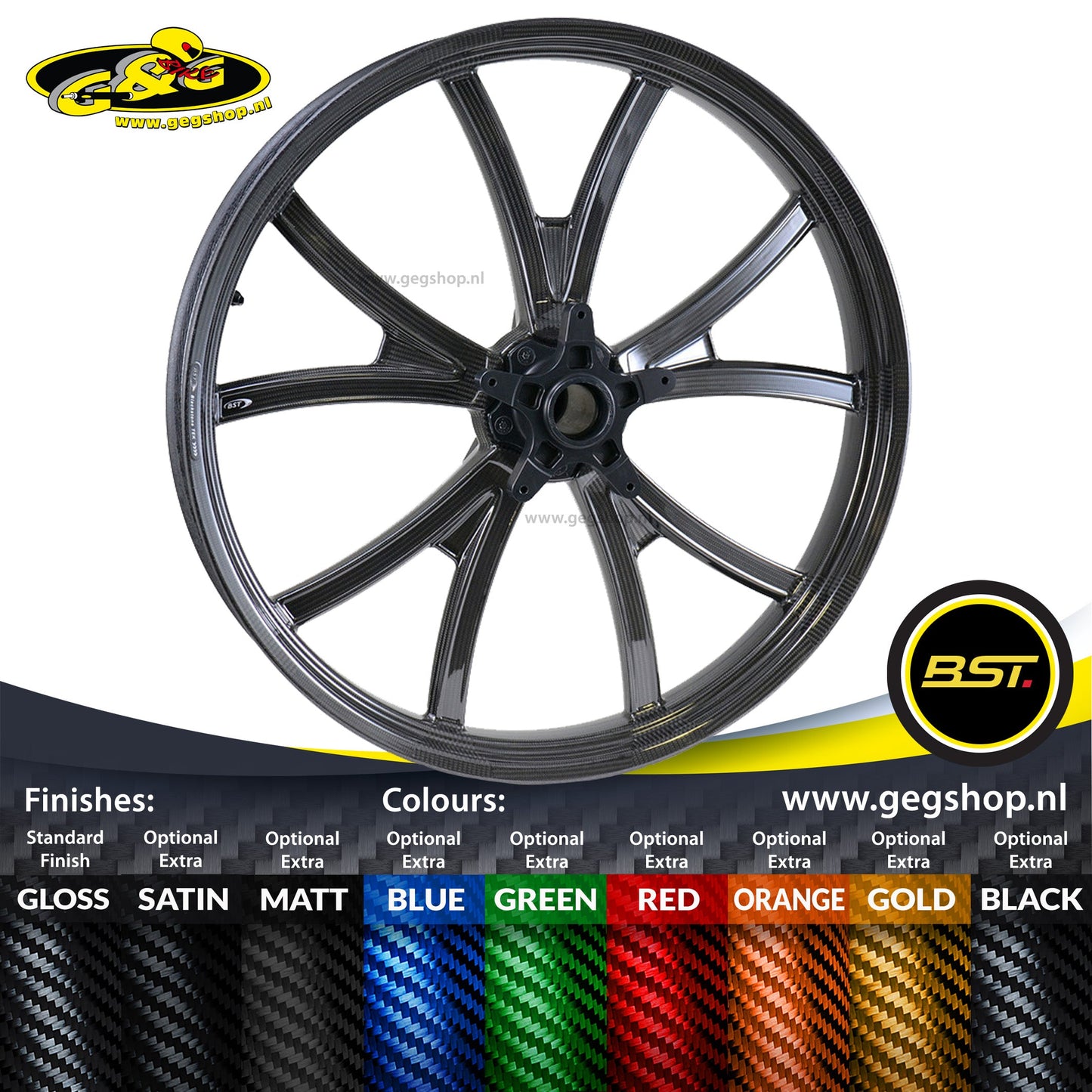 BST Torque TEK 3.5x17" carbon voorvelg voor Harley Davidson XL883L Sportster 883L (2008-2010)