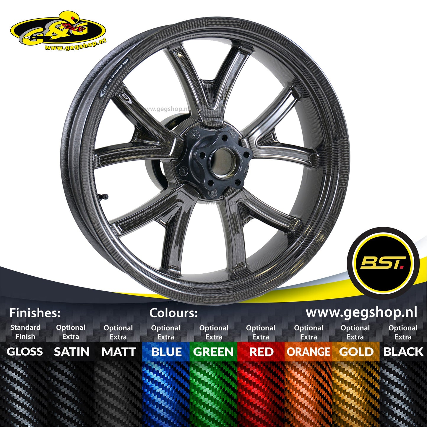 BST Torque TEK 5x16'' carbon achtervelg voor Harley Davidson XL883 Sportster 883 (2008)