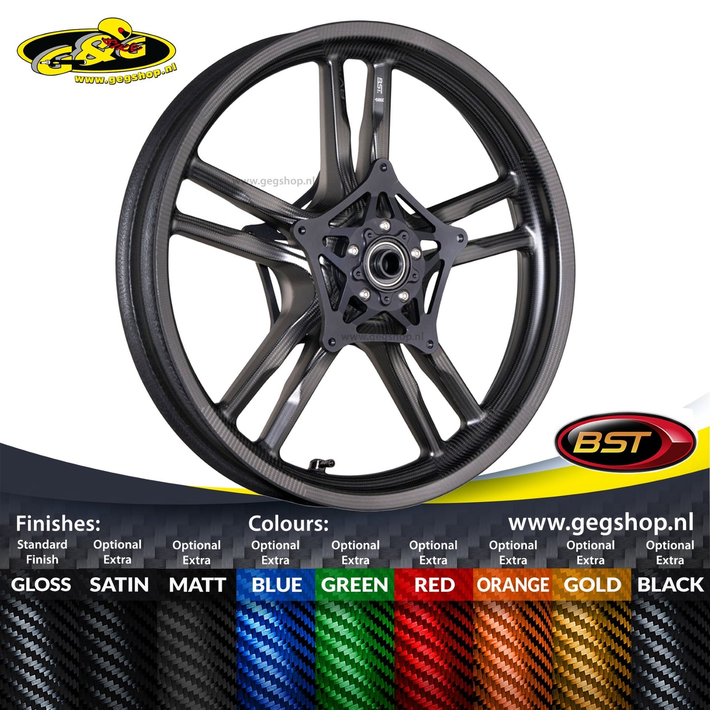 BST Torque TEK 6x17'' carbon achtervelg voor Harley Davidson FXST Softail Standard (2021-2024)