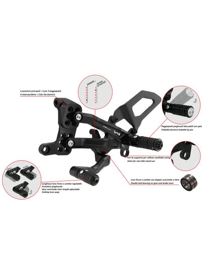 Adjustable rearsets with carbon Ducati Streetfighter V4