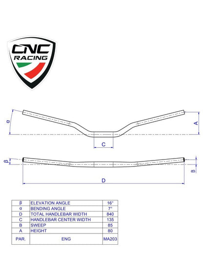 Handlebar 22mm CNC Racing Suzuki SV-7GX (2026+)